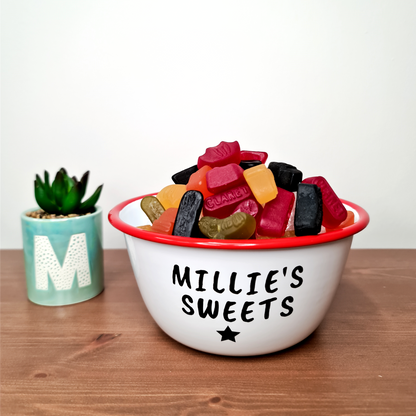 Personalised Sweets Enamel Bowl