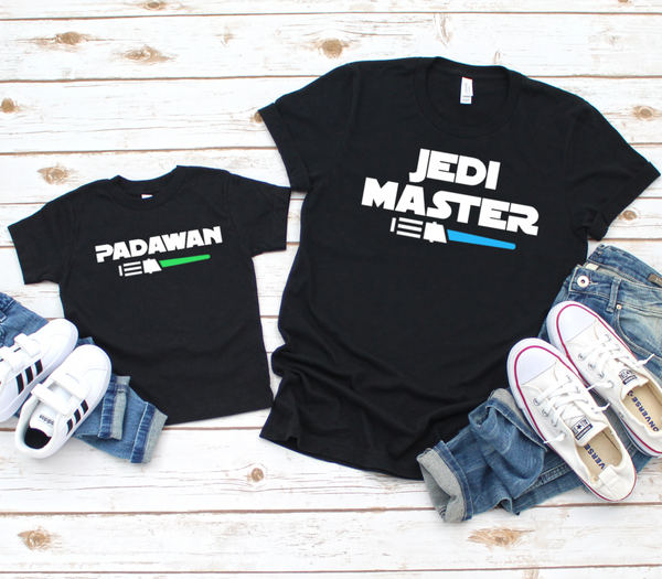 Jedi Master and Padawan Matching T Shirts - Mugged Write Off
