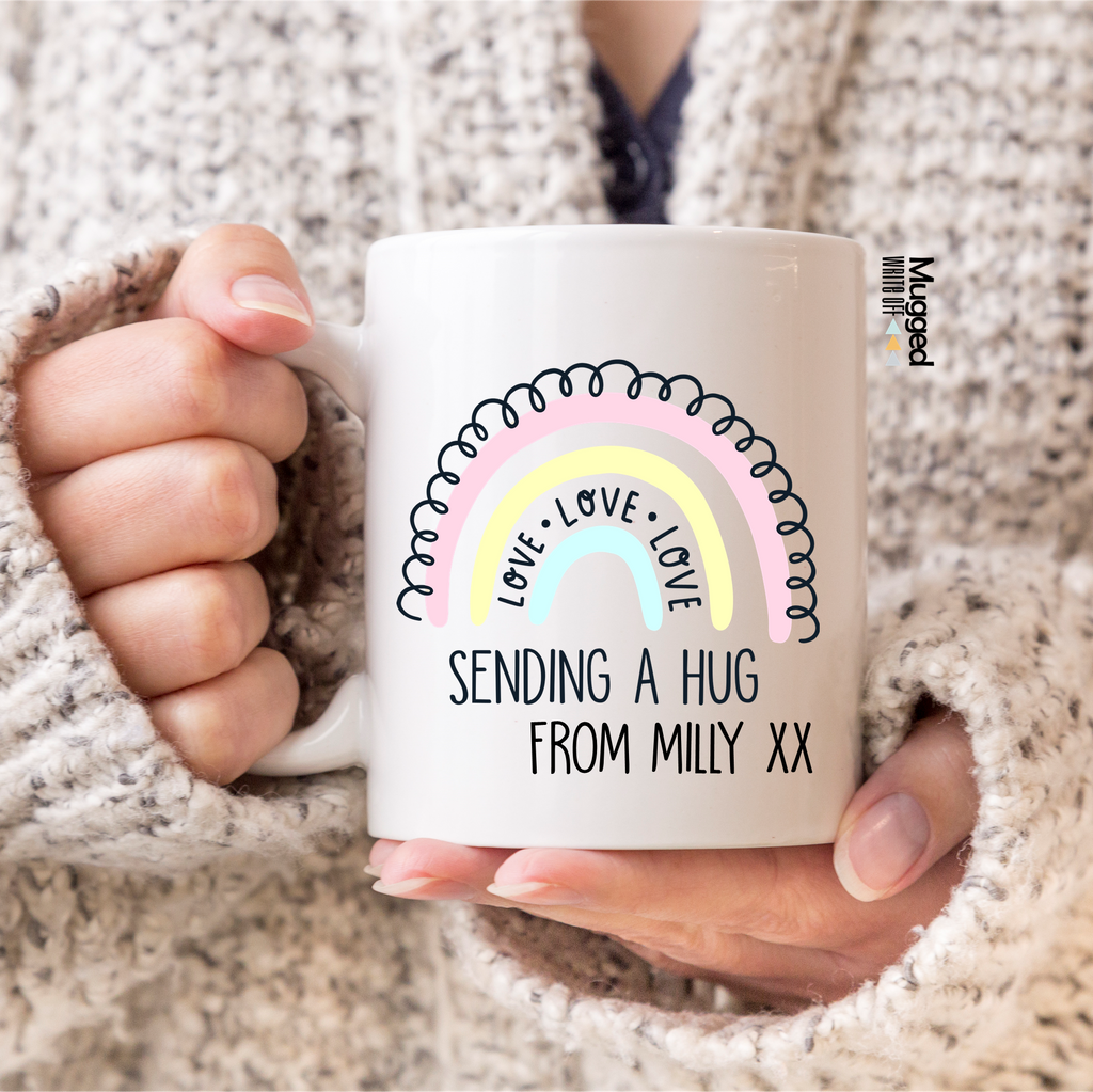 Sending A Hug Rainbow Mug - Mugged Write Off Limited