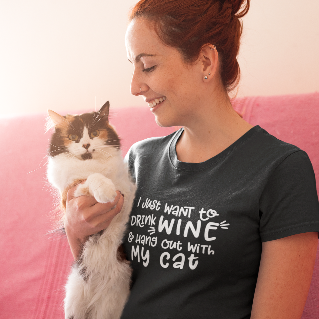 I just Want To Drink And Hang Out With My Cat Fashion T Shirt
